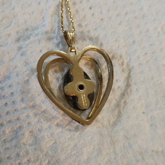 Mickey Mouse Double Heart Pendant Charm Walt Disney Production Vintage Gold Tone - Picture 8 of 12